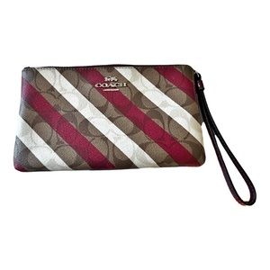 BNWOT! Coach Double Corner Zip Wristlet In Signature Coated Canvas Style